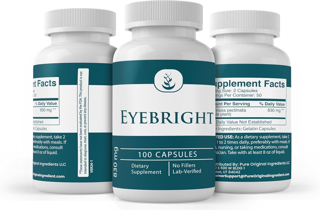 Pure Original Ingredients Eyebright, (100 Capsules) Always Pure, No Additives Or Fillers, Lab Verified 5