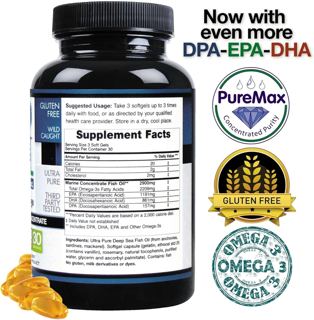 (Pack of 3 Wild Caught Omega 3 2,900 Milligrams. Now with Even More DPA-EPA-DHA 5