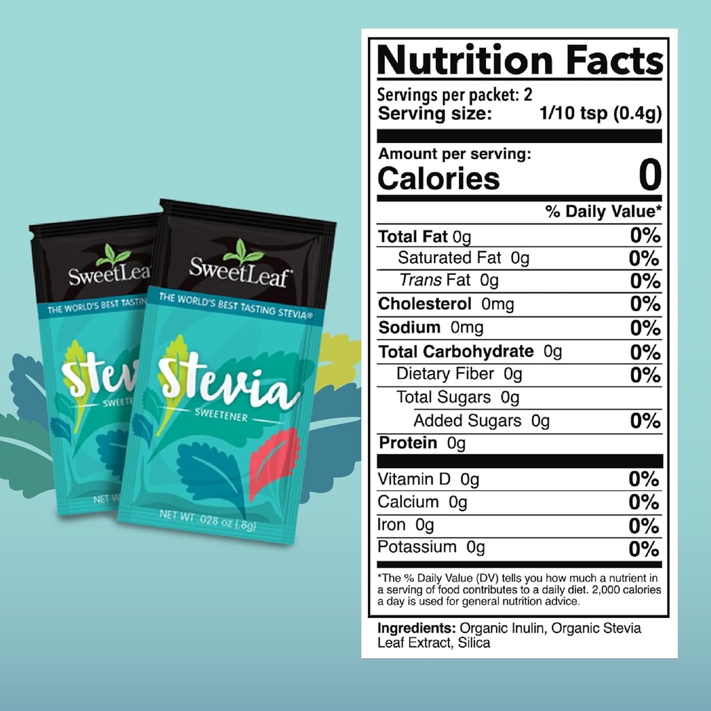 SweetLeaf Organic Stevia Powder Packets - Zero Calorie Sweetener with Stevia Leaf Extract, No Artificial Sweetener Additive, Sugar Free, Keto Friendly, Non GMO, Gluten Free - 70 Packets (Pack of 1) 3