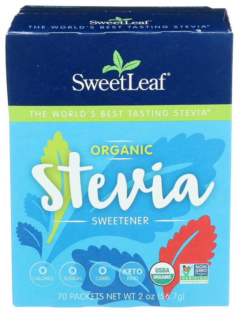SweetLeaf Organic Stevia Powder Packets - Zero Calorie Sweetener with Stevia Leaf Extract, No Artificial Sweetener Additive, Sugar Free, Keto Friendly, Non GMO, Gluten Free - 70 Packets (Pack of 1) 5