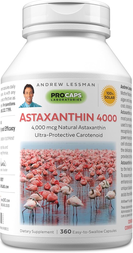 ANDREW LESSMAN Astaxanthin 360 Softgels - 4000 mcg Natural Astaxanthin, Powerful Anti-Oxidant Carotenoid. Protection for Eyes, Heart, Skin and More. No Additives. Easy to Swallow Softgels 2