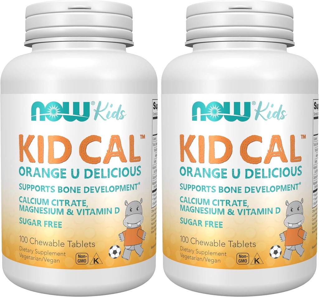 NOW Supplements, Kid Cal with Calcium Citrate, Magnesium and Vitamin D, Tart Orange, 100 Chewables, Packaging May Vary (Pack of 2) 2