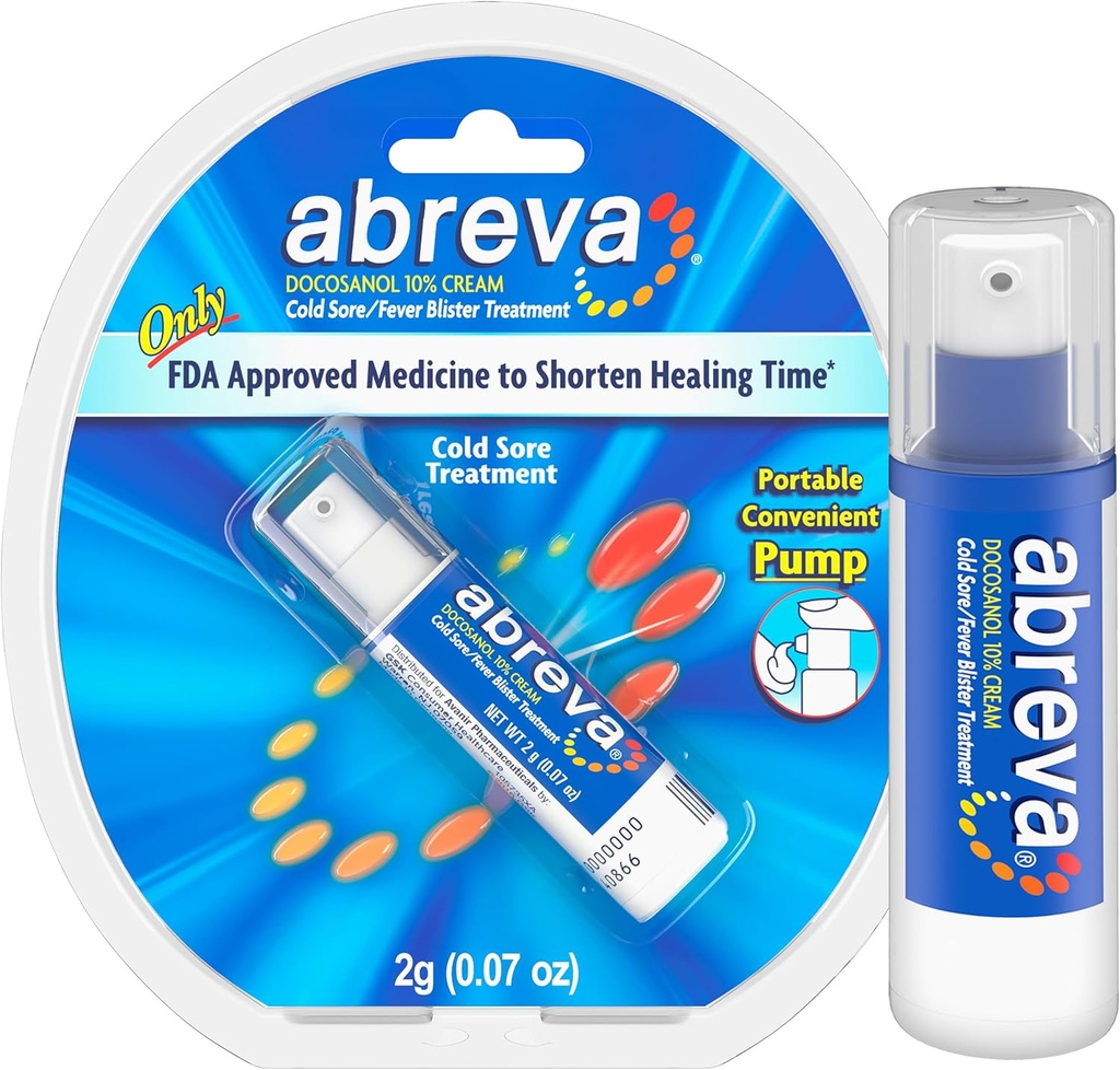 Abreva 10 Percent Docosanol Cold Sore Treatment, Treats Your Fever Blister in 2.5 Days - 0.07 oz Pump 2