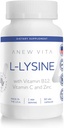 L-Lysine Supplement with Vitamin B12 + C + Zinc for Lip, Mouth, and Oral Tissue Health - Enhanced Wellness Support - Non-GMO, Gluten-Free - Made in USA - 60 Vegetable Capsules, 500mg 2