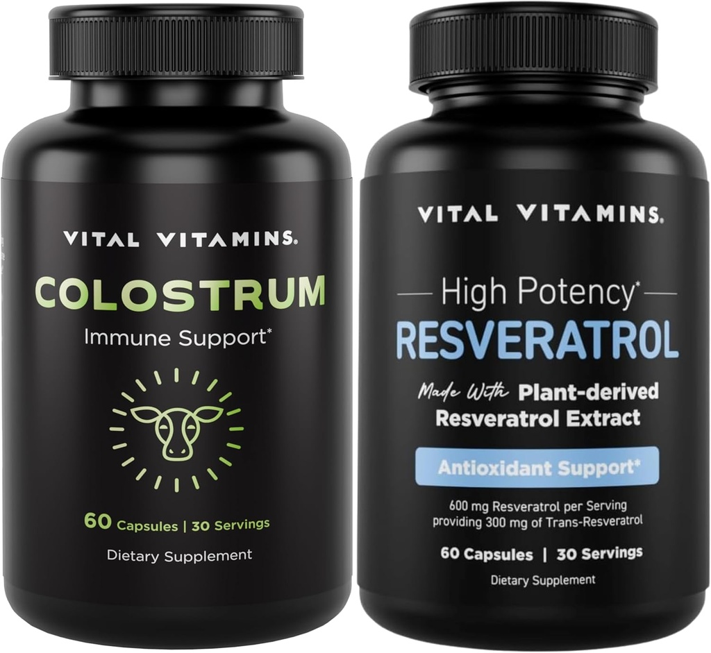 Vital Vitamins Colostrum Capsules with Vitamin C, Zinc + Resveratrol Capsules 2