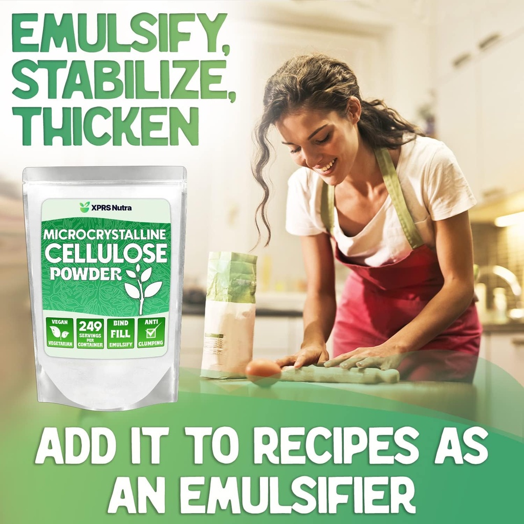 XPRS Nutra Microcrystalline Cellulose Powder - Odorless Cellulose Fiber Powder - 100% Pure Powdered Cellulose Supplement is an Insoluble Fiber for Pill Binder Mix and Cellulose Paste (1.10 Pounds) 3