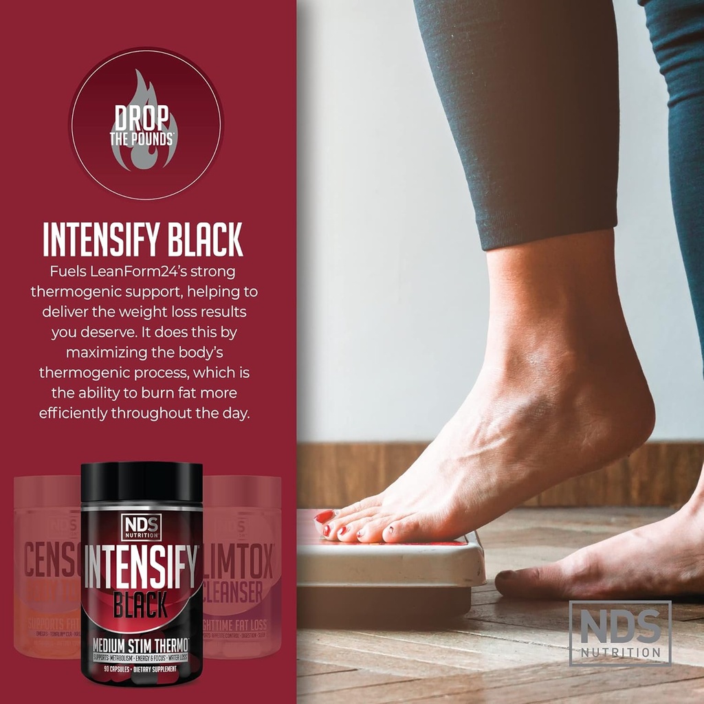 NDS Nutrition Complete Diet Kit Weight Loss - Decrease Appetite and Energy Booster - L-Carnitine and CLA (Intensify Black 90 Capsules, Censor 90 Softgels, and Slim-Tox 90 Capsules) 3