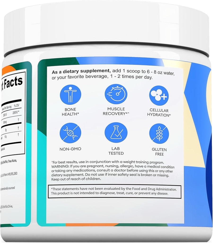 GLDN Creatine - Creatine Monohydrate with HMB for sustained Muscle Support and Recovery with Vitamin D3 and K2 for Bone and Joint Health - Designed for Women and Men - Unflavored Powder - 30 Serve 6