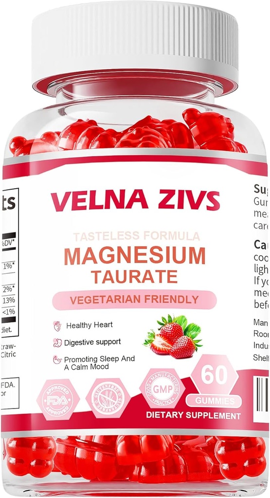 Magnesium Taurate Gummies 1800mg, Magnesium Taurate Supplement, High Absorption& chewable for Kid and Adults, Muscle and Heart Health Support, Vegan, Gluten Free, 60 Counts 2