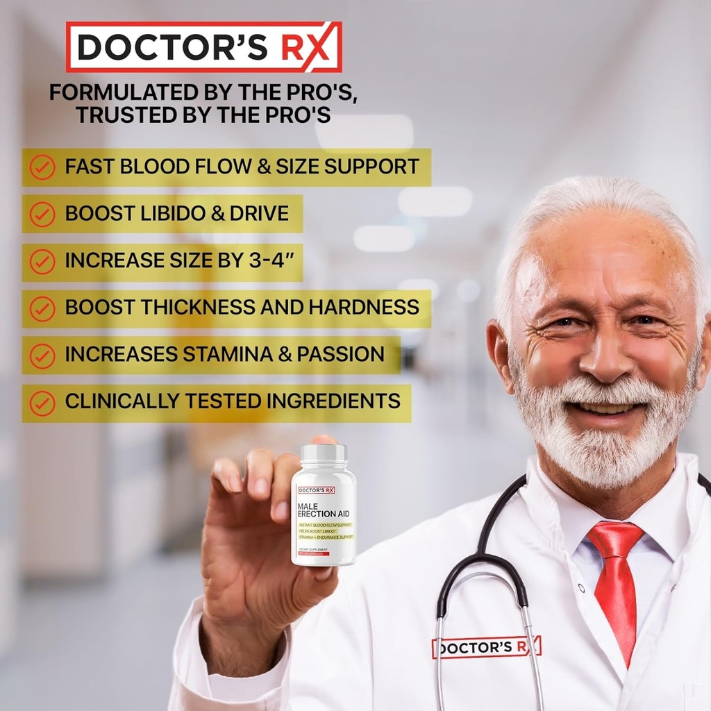 Doctor's RX Pills for Men Fast Acting Pills | Rated Male EnIargement Support | Extreme Blood-Flow to Strengthen & Grow Stiffer Hard-On's | 19 Powerful Ingredients for Men | Strong Dosage - 60 Pills 6
