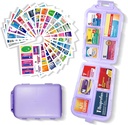 Pocket Pharmacy with Medicine Labels 146 Labels Travel Daily Pill Container Mini Medication Organizer Storage Pill Organizer Travel Essentials Pill Case 7 Day Pill Organizer (Purple, 1 Pack) 2