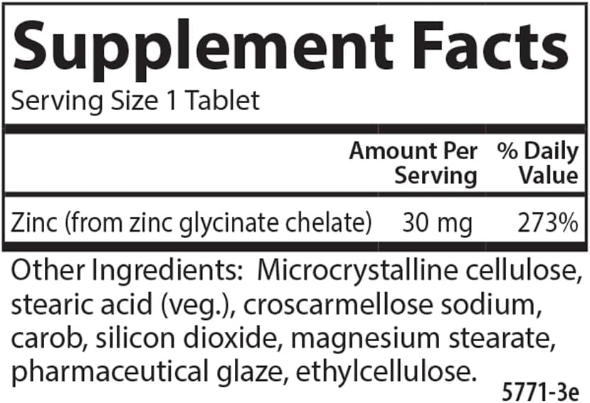 Carlson - Chelated Zinc, 30 mg - Superior Absorption, Immune Support & Enzyme Function, Antioxidant, 100 tablets 5