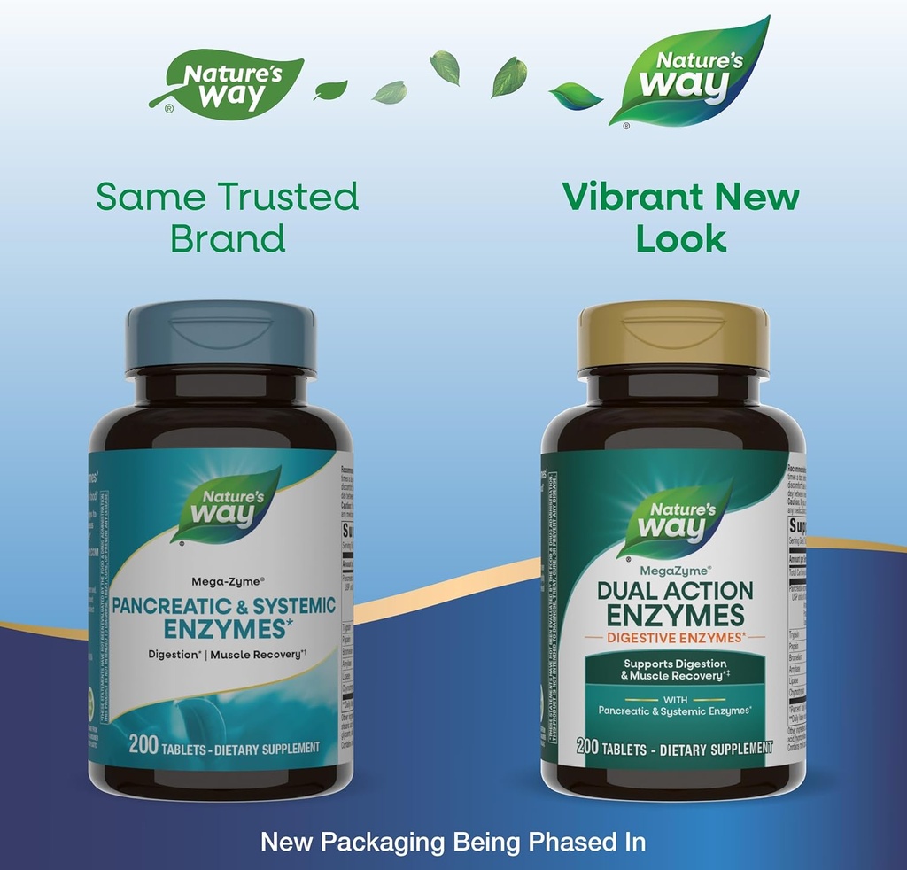 Nature's Way Mega-Zyme, Pancreatic & Systemic Enzymes*, Relieves Occasional Muscle Soreness Due to Overexertion and Exercise,* Digestive Support*, 200 Tablets (Packaging May Vary) 3