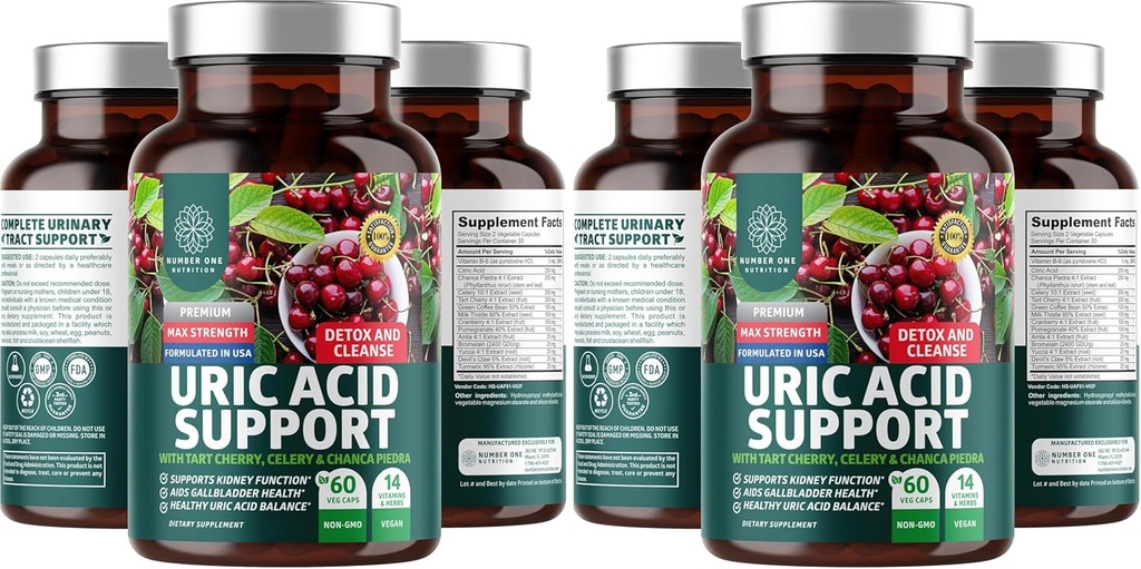N1N Premium Uric Acid Support Supplement [14X Potent Herbs] All Natural Kidney and Uric Acid Cleanse with Tart Cherry, Milk Thistle, Cranberry, Celery, Chanca Piedra, 60 Veg Caps 6