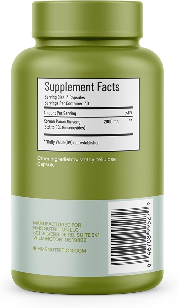 Korean Red Panax Ginseng 2000mg 120 Vegan Capsules Super Strength Extract NSF Certified Supplements, High Ginsenosides Supports Energy, Stamina, Performance and Clarity 5