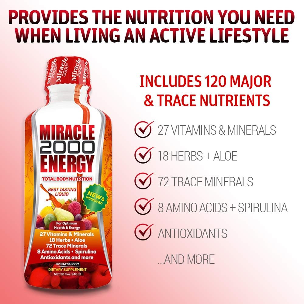 Century Systems - Miracle 2000, Complete Liquid Multivitamin and Mineral Supplement with Amino Acids and Antioxidants, 32 Ounces 4