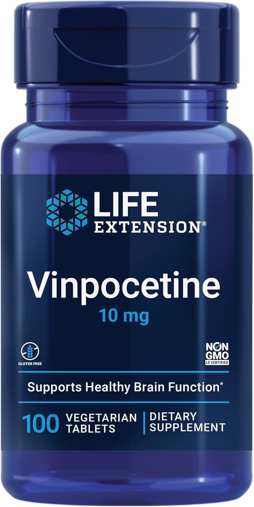 Life Extension Vinpocetine, derived from Periwinkle Plant, Concentration and Memory, Gluten-Free, Non-GMO, Vegetarian, 100 Tablets 2