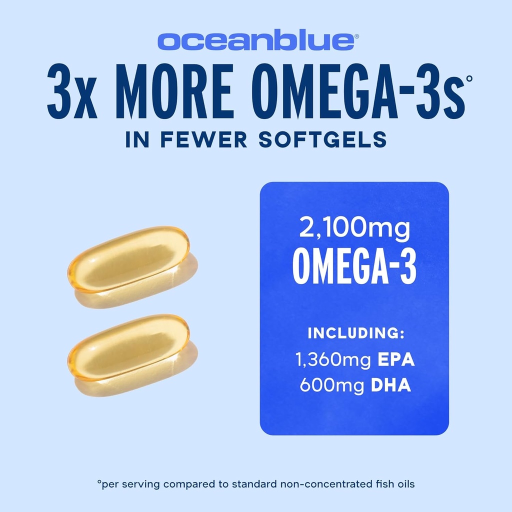 Oceanblue Professional Omega 3 2100-120 ct - High Potency Triple Strength Burpless Fish Oil with EPA, DHA & DPA - Wild Caught - Natural Orange Flavor, 60 Servings 4