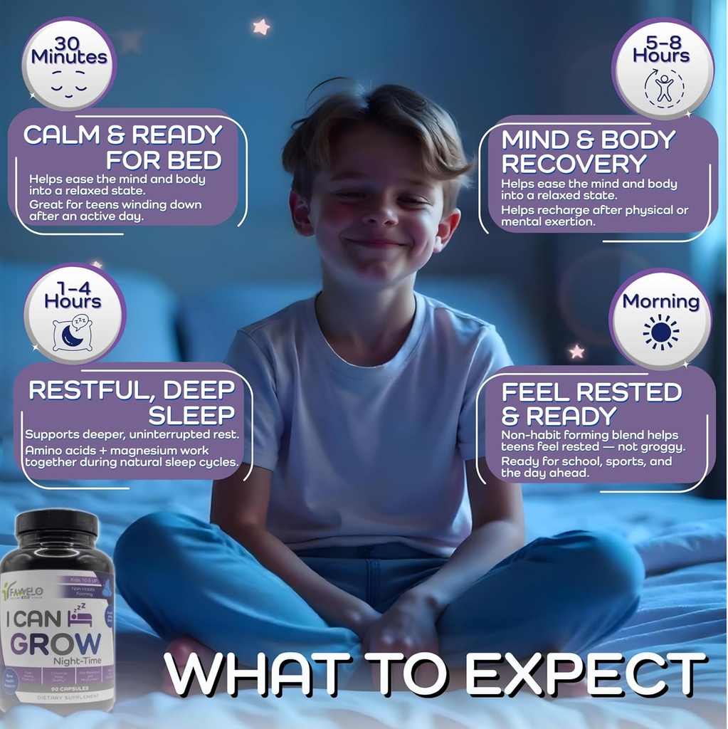 I Can Grow NightTime Kids Vitamins Multivitamin Sleep Aid | Magnesium for Kids with Magnesium Bisglycinate | Natural Calm & Recovery | magnesio complex | Vitaminas para Niños con Glicinato de Magnesio 5