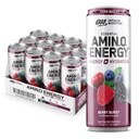 Optimum Nutrition Amino Energy Sparkling Hydration Drink, Electrolytes, Caffeine, Amino Acids, BCAAs, Sugar Free, Berry Burst, 12 Fl Oz, 12 Pack 2