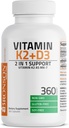 Bronson Vitamin K2 (MK7) with D3 Supplement Non-GMO Formula 5000 IU Vitamin D3 & 90 mcg K2 MK-7 Easy to Swallow D & K Complex, 360 Capsules 6