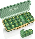 Pill Organizer 3 Times A Day, 7-Day Pill Box 3 Times A Day - Acedada Weekly Medicine Box Organizer, 7 Detachable Portable Daily Pill Container Dispenser Case for Vitamins Fish Oils Supplements, Green 2