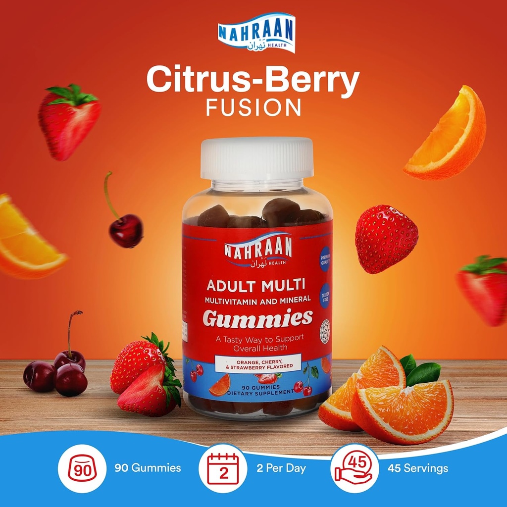 Halal Vitamins for Adults - Halal Multivitamins for Women & Men - Vitamin A, C, D, E, B6, B12 - Vegetarian, Halal Gummies - 90 Count 5