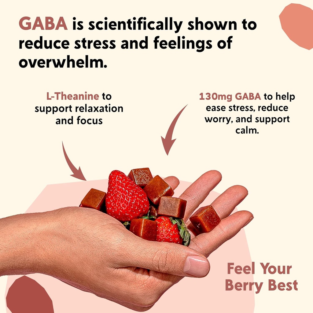 PYM Berry Mood Chews Support for Stress, Worry & Overwhelm, 20 Count | 130mg GABA, 90mg L-Theanine | Vegan, Non-GMO, Gluten-Free, No Added Sugar | All-Natural Mood Balance Supplement Made in USA 6