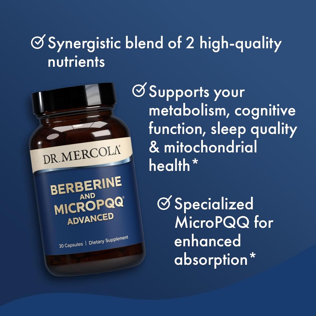 Dr. Mercola Berberine and MircoPQQ Advanced - Offers Metabolic, Mitochondrial, Brain & Immune Support - GMO-Free, Gluten-Free & Soy-Free - 30 Capsules (30 Servings) 6