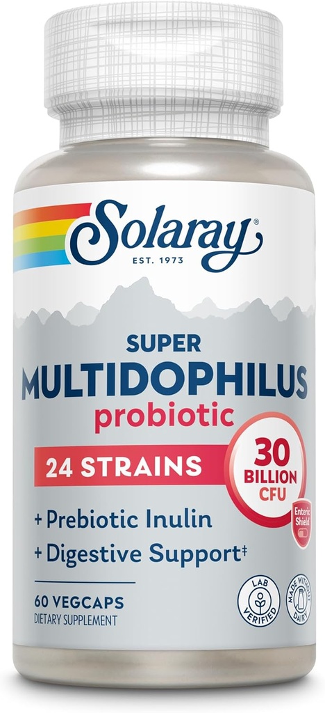 SOLARAY Super Multidophilus 24 Strain Probiotic | 30 Billion CFU | Healthy Gut Support | 30 Serv | 60 Enteric VegCaps 5