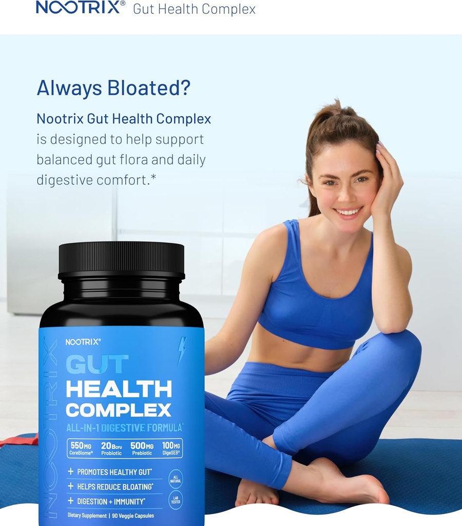 Nootrix Gut Protect and Restore Supplement | Probiotics for Gut Health, Colon Cleanse & Bloating Relief | Promotes Healthy Digestion | Digestive Enzymes, Postbiotics & Prebiotics | 90 Capsules 3