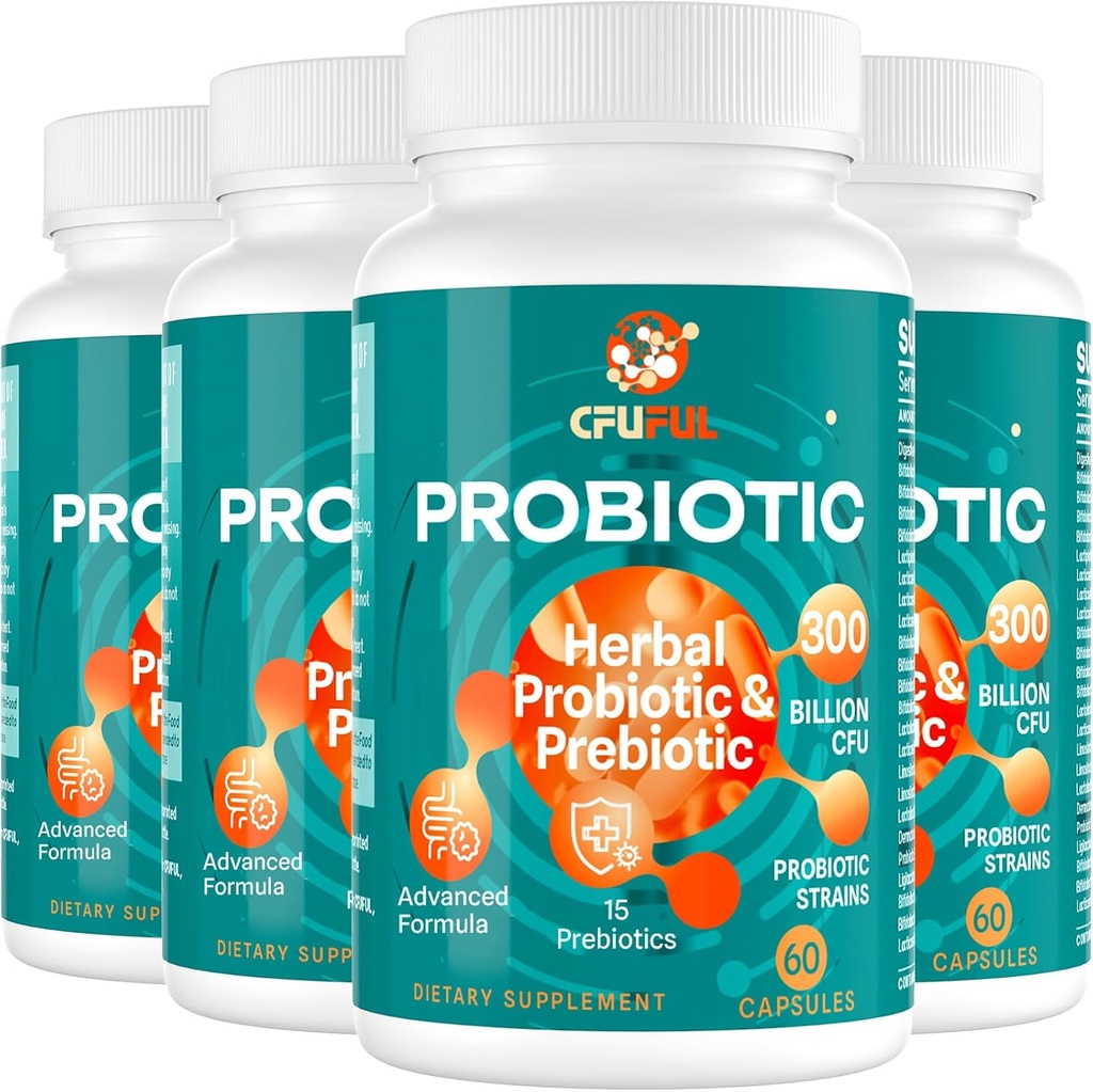 Probiotics for Women & Men - 300 Billion CFU, 24 Strains Probiotic + 15 Organic Herbs Prebiotics Blend, for Overall Digestive Gut Health, Immune, Constipation & Bloating, Shelf Stable - 8 Month Supply 2