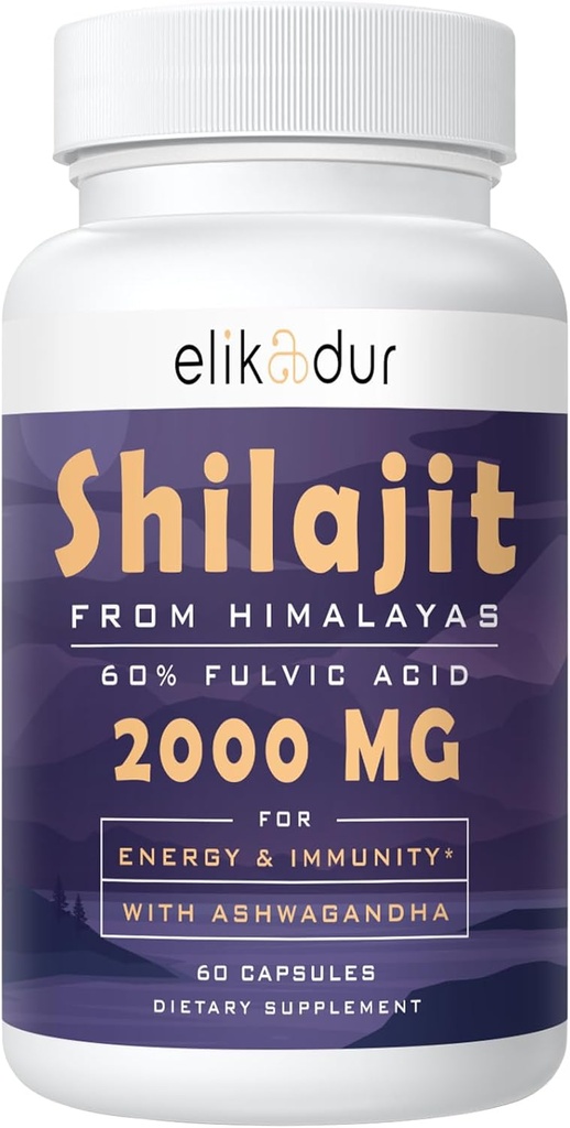 2000 MG Shilajit Supplement,Shilajit Resin Organic,Shilajit Capsules,100% Pure Shilajit with 85+ Trace Minerals & 60% Fulvic Acid,Boost Energy & Immunity,Vegetarian,Natural,60 Capsules 2