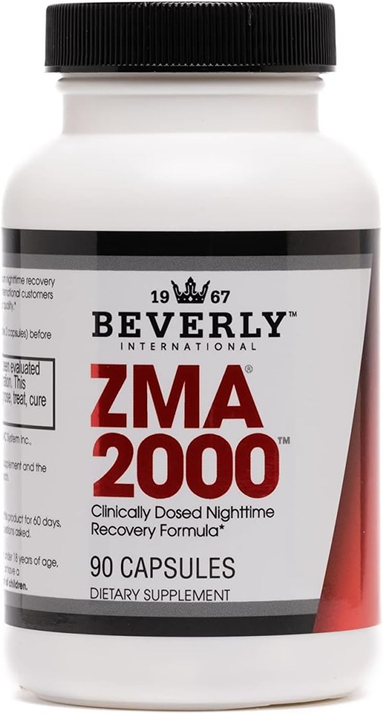 Beverly International ZMA 2000, 90 Capsules. BI’s Formulation is Designed to Improve Muscle Strength, Endurance, Immune System Support and Recovery Post Training. Zinc Magnesium Aspartate + Vitamin B6 2