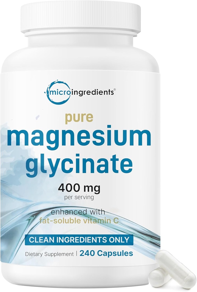 Micro Ingredients Magnesium Glycinate 400mg Per Serving, 240 Capsules | Potent Elemental Form, 100% Chelated, High Absorption | Healthy Muscle, Bones, & Mood Support Supplement | Non-GMO 2