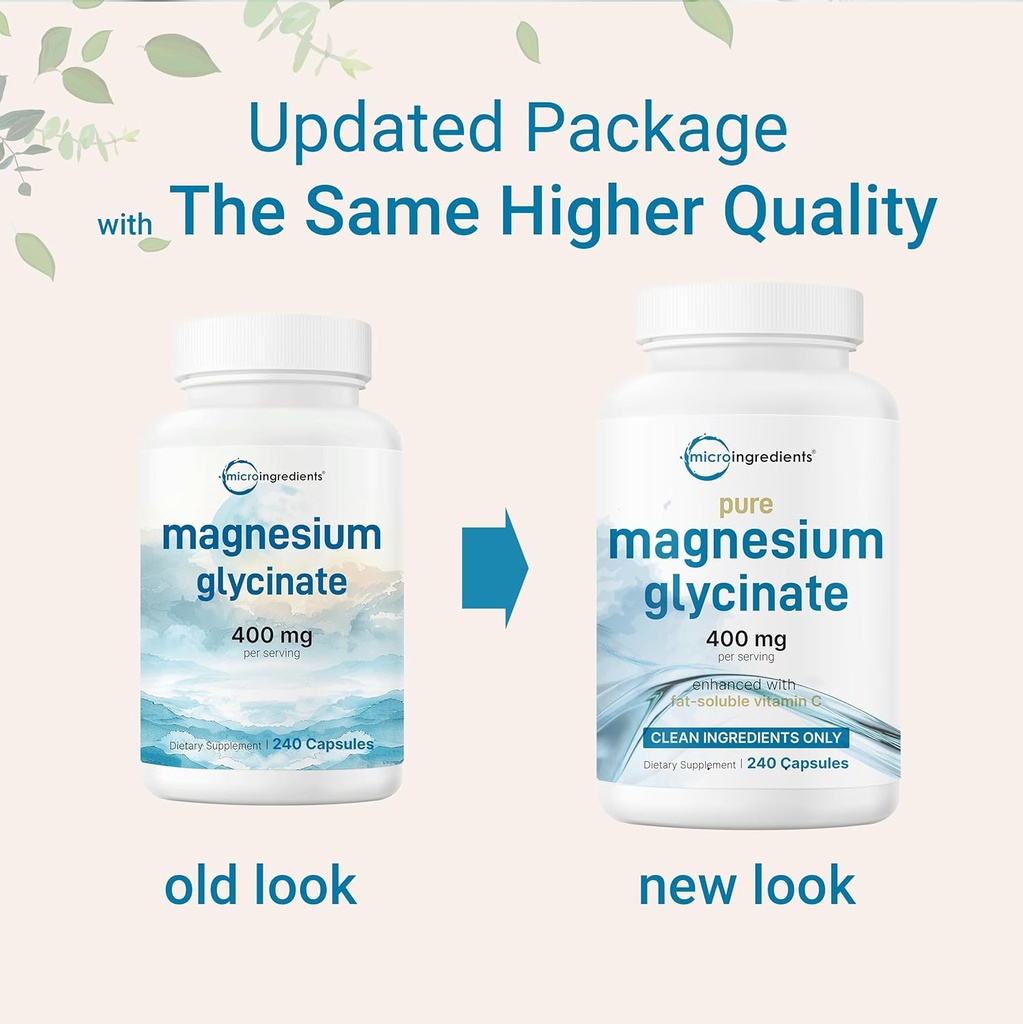 Micro Ingredients Magnesium Glycinate 400mg Per Serving, 240 Capsules | Potent Elemental Form, 100% Chelated, High Absorption | Healthy Muscle, Bones, & Mood Support Supplement | Non-GMO 4