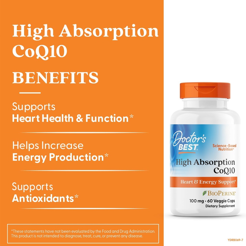 Doctor's Best High Absorption CoQ10 with BioPerine, Vegan, Gluten Free, Naturally Fermented, Heart Health & Energy Production, 100 mg 60 Veggie Caps 3