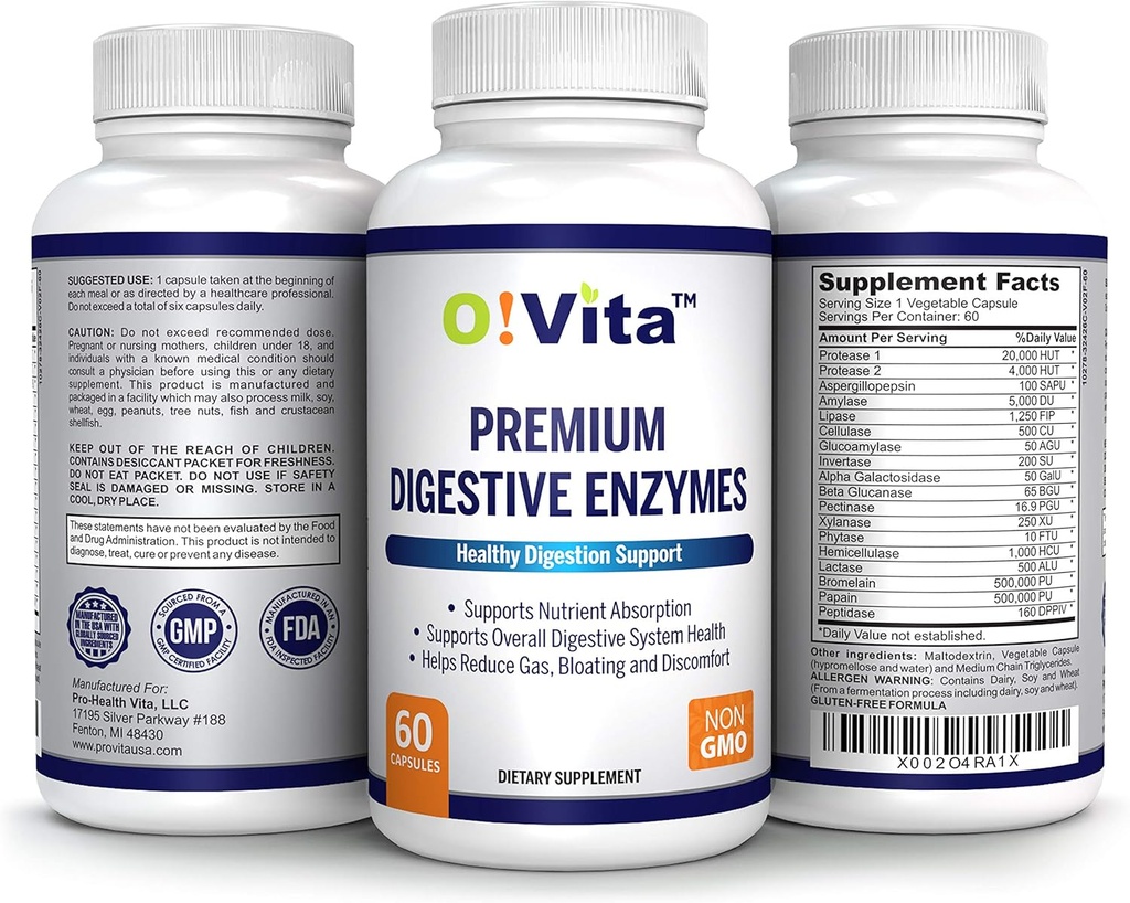 Premium Digestive Enzymes with Plant-Based enzymes, Supports Better Digestion, Better Nutrient Absorption (60 Non-GMO Vegetable Capsules) 5
