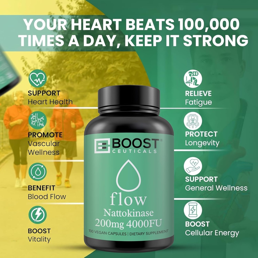 Nattokinase 4000 Fu 200mg - Vegan No Stearates Gluten Free - Pure Natural Blood Thinner & Blood Flow Supplement - 100 Capsules / 100 Days Supply 5