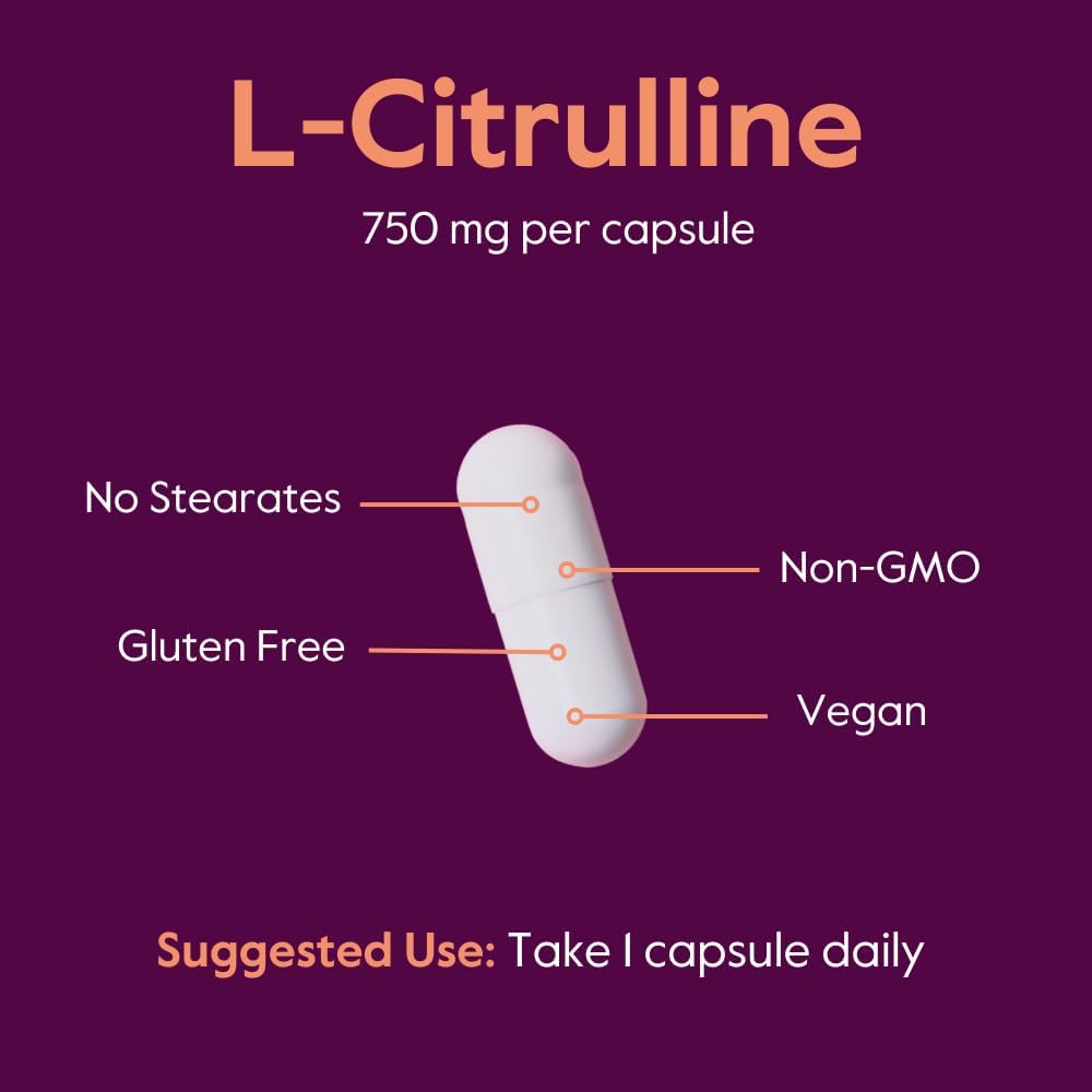 BESTVITE L-Citrulline 750mg per Capsule (240 Vegetarian Capsules) (120 x 2) - No Stearates - No Silica - No Fillers - Non GMO - Gluten Free - Vegan 6