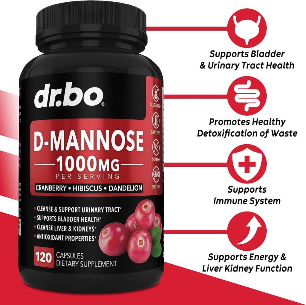 Kidney Support Supplement & D Mannose - Organic Kidney Bladder Supplements Drops & Natural D-Mannose 500mg Capsules - Cranberry Renal Cleanse Detox Flush & Urinary Tract Cleanse Health Supplement 4