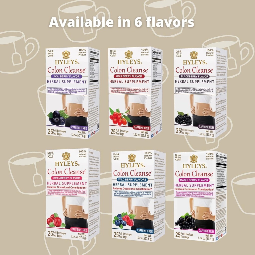HYLEYS Colon Cleanse Tea BlackBerry Flavor - 25 Tea Bags (1 Pack) 6