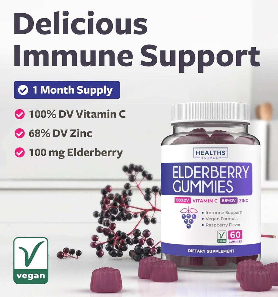 Black Seed Oil Gummies & Elderberry Gummies (1-Month Supply) Immune Boost Bites Bundles - Black Seed Oil Gummies Ginger Ale Flavor Cold-Pressed Nigella Sativa & Elderberry Gummies for Adults 6