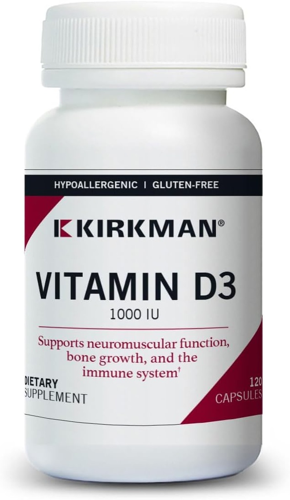 Kirkman - Vitamin D3 1000 IU - 120 Capsules - Supports Immune Health - Helps Build Strong Bones - Hypoallergenic 2