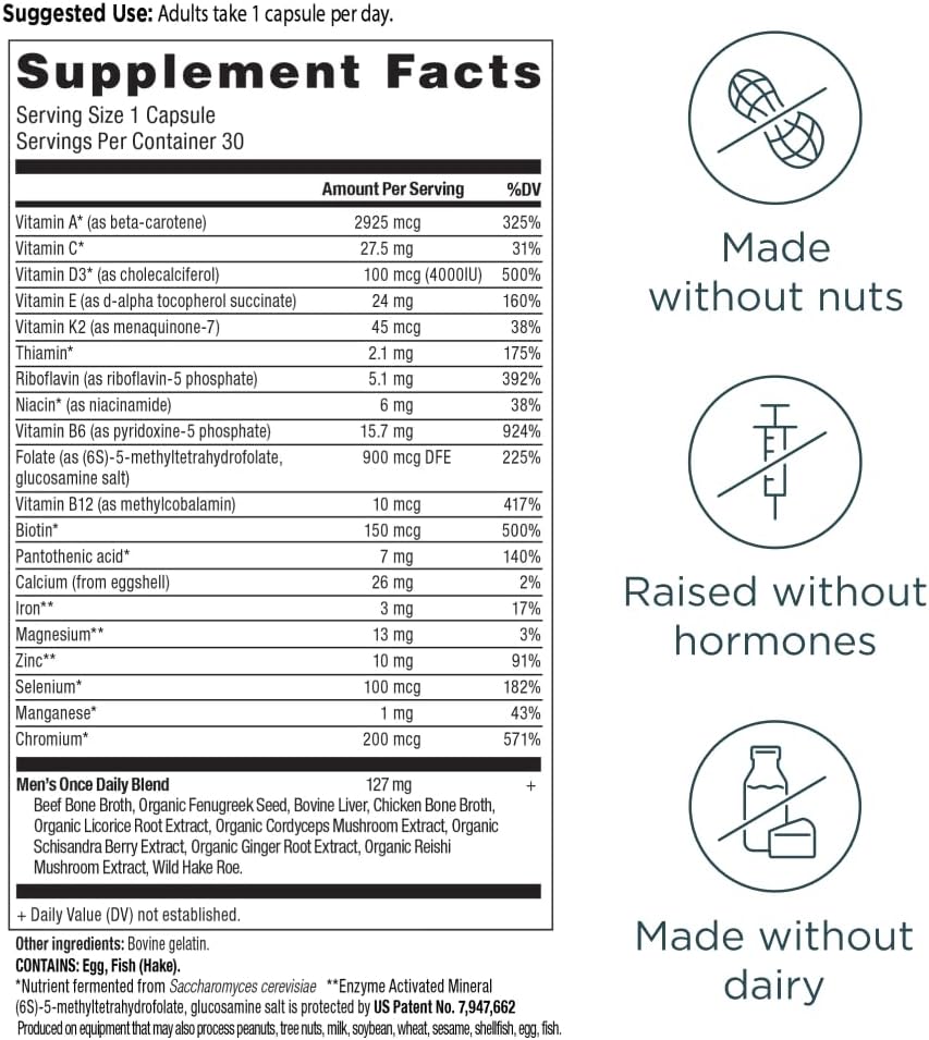 Ancient Nutrition Multivitamin for Men, Ancient Multi Men's Once Daily Vitamin Supplement 30 Ct, Vitamin A, Vitamin B and Vitamin K2, Fenugreek Seed, Supports Immune System, Paleo and Keto Friendly 4