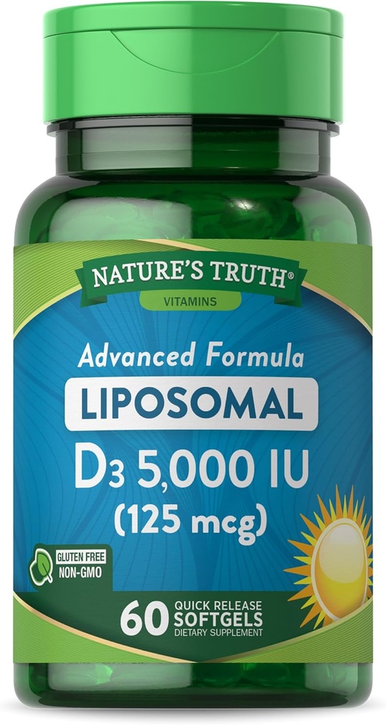 Nature's Truth Liposomal Vitamin D3 | 5000 IU | 60 Softgels | Non-GMO & Gluten Free Supplement 2