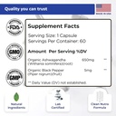 TIVA Ashwagandha Capsules 650mg with Black Pepper Extract – Natural Support for Stress, Metabolism, Immune Function & Mood – Vegan, Non-GMO, Lab-Tested – 60 Herbal Capsules 3