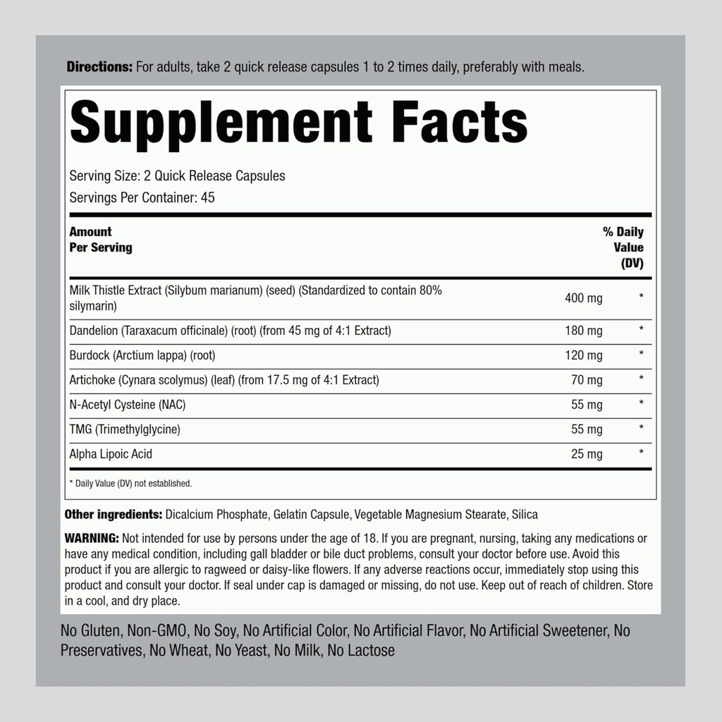 Piping Rock Liver Cleanse Complex | 90 Capsules | Liver Care Support Formula | Non-GMO, Gluten Free Supplement 3