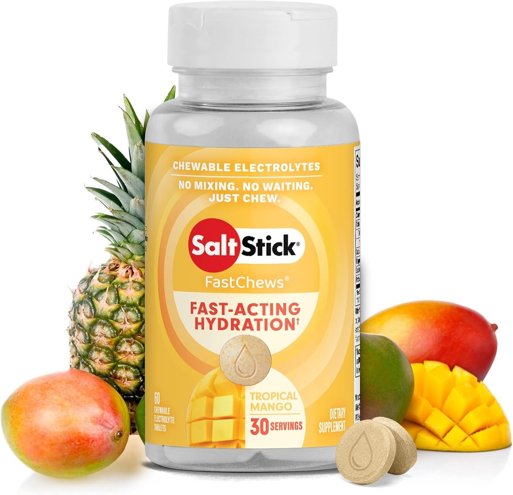 SaltStick Electrolyte FastChews - 60 Tropical Mango Chewable Electrolytes - Salt Tablets for Running and Hydration, Electrolyte Chews - 60 Count 2