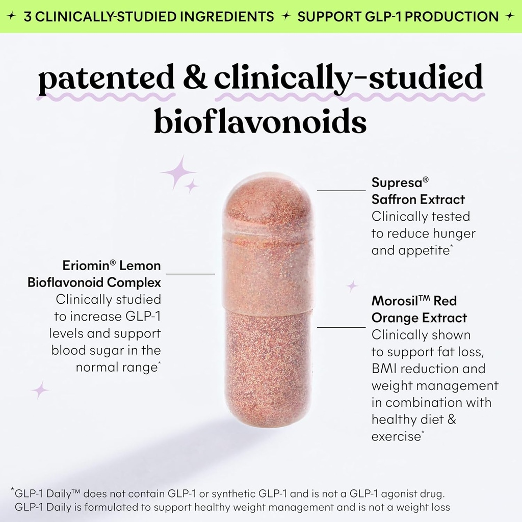 Lemme GLP-1 Daily, Clinically Studied Ingredients to Reduce Hunger & Cravings, Promote GLP-1 Production, Support Fat Loss and Weight Management, 1 Month Supply (60 Capsules) 4